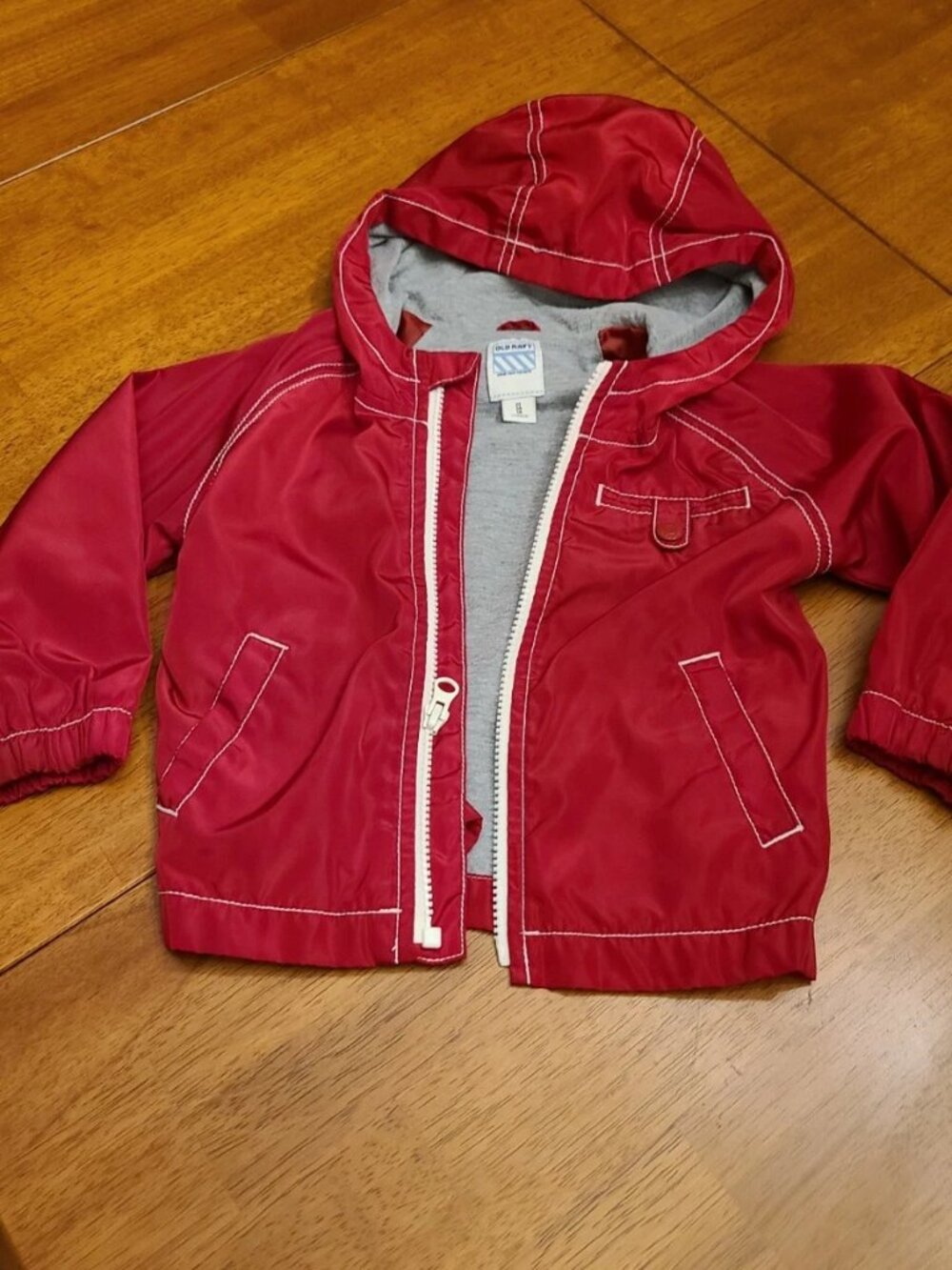 Old Navy infant boys size 2T red zippered windbreaker hooded